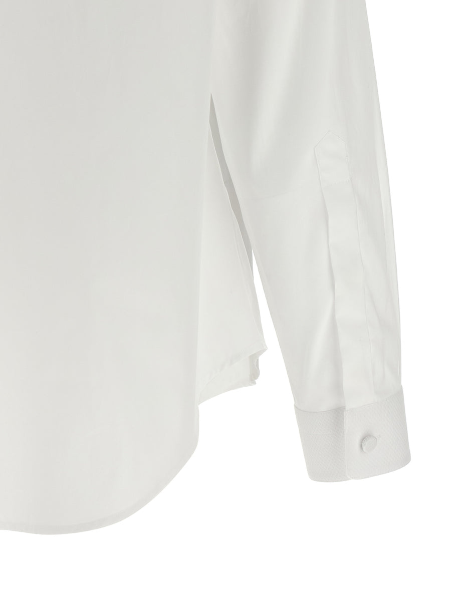 Tom Ford Plastron Shirt White Cotton Poplin Pleated Plastron For Women Luxury Tailored