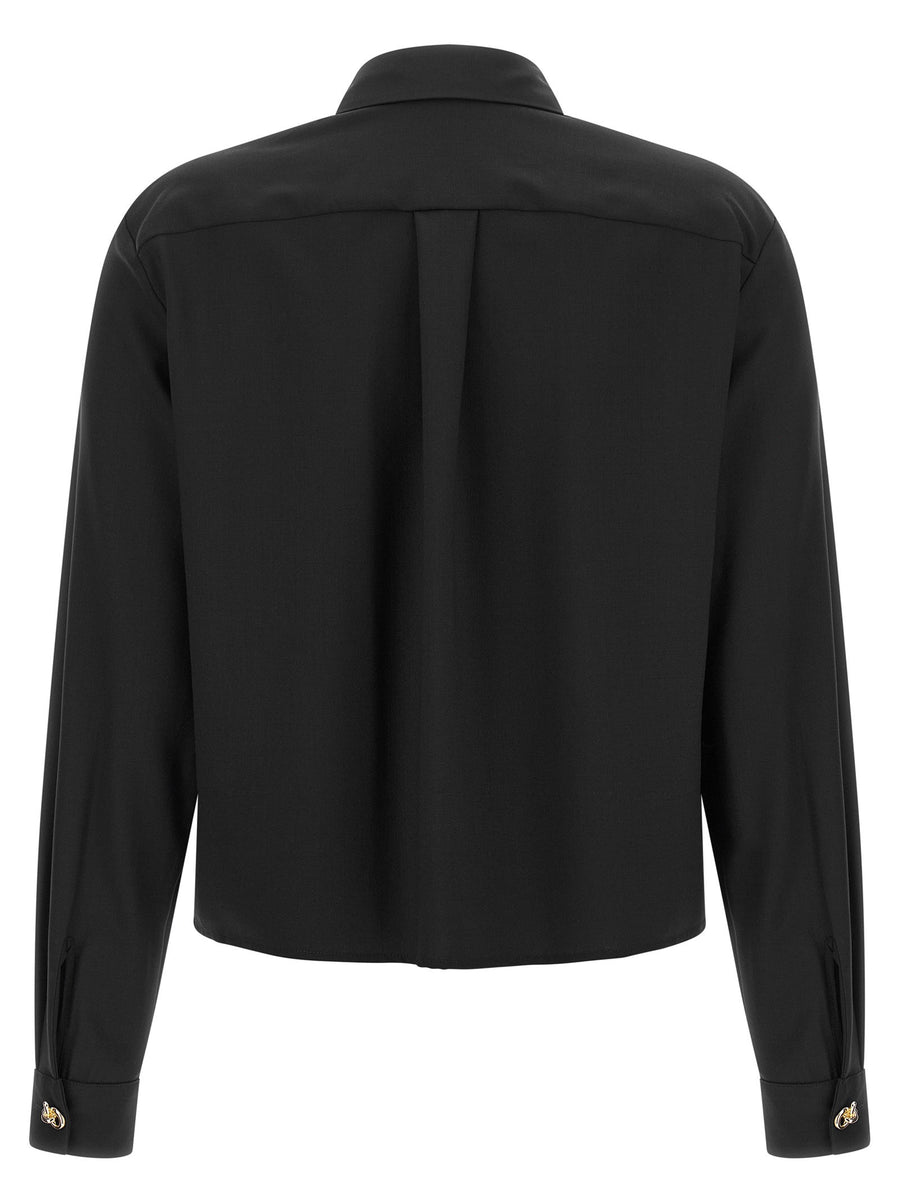 Fabiana Filippi Knot Shirt Black Virgin Wool Blend Boxy Fit For Women With Knot Details