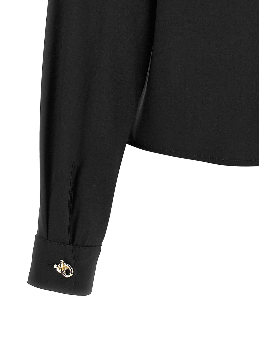 Fabiana Filippi Knot Shirt Black Virgin Wool Blend Boxy Fit For Women With Knot Details