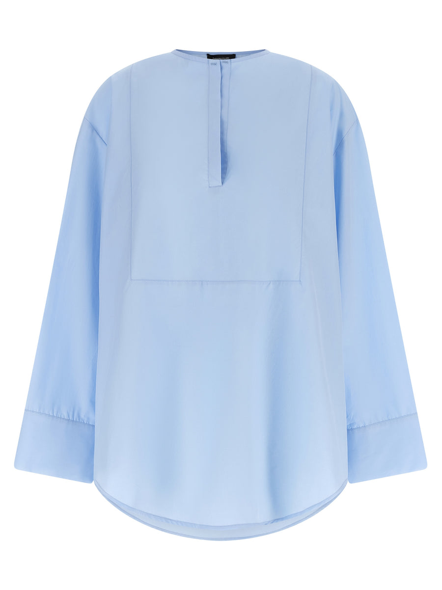 Fabiana Filippi Poplin Shirt For Modern Women Luxurious Oversized 100 Percent Cotton V Neck