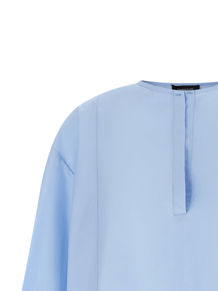 Fabiana Filippi Poplin Shirt For Modern Women Luxurious Oversized 100 Percent Cotton V Neck