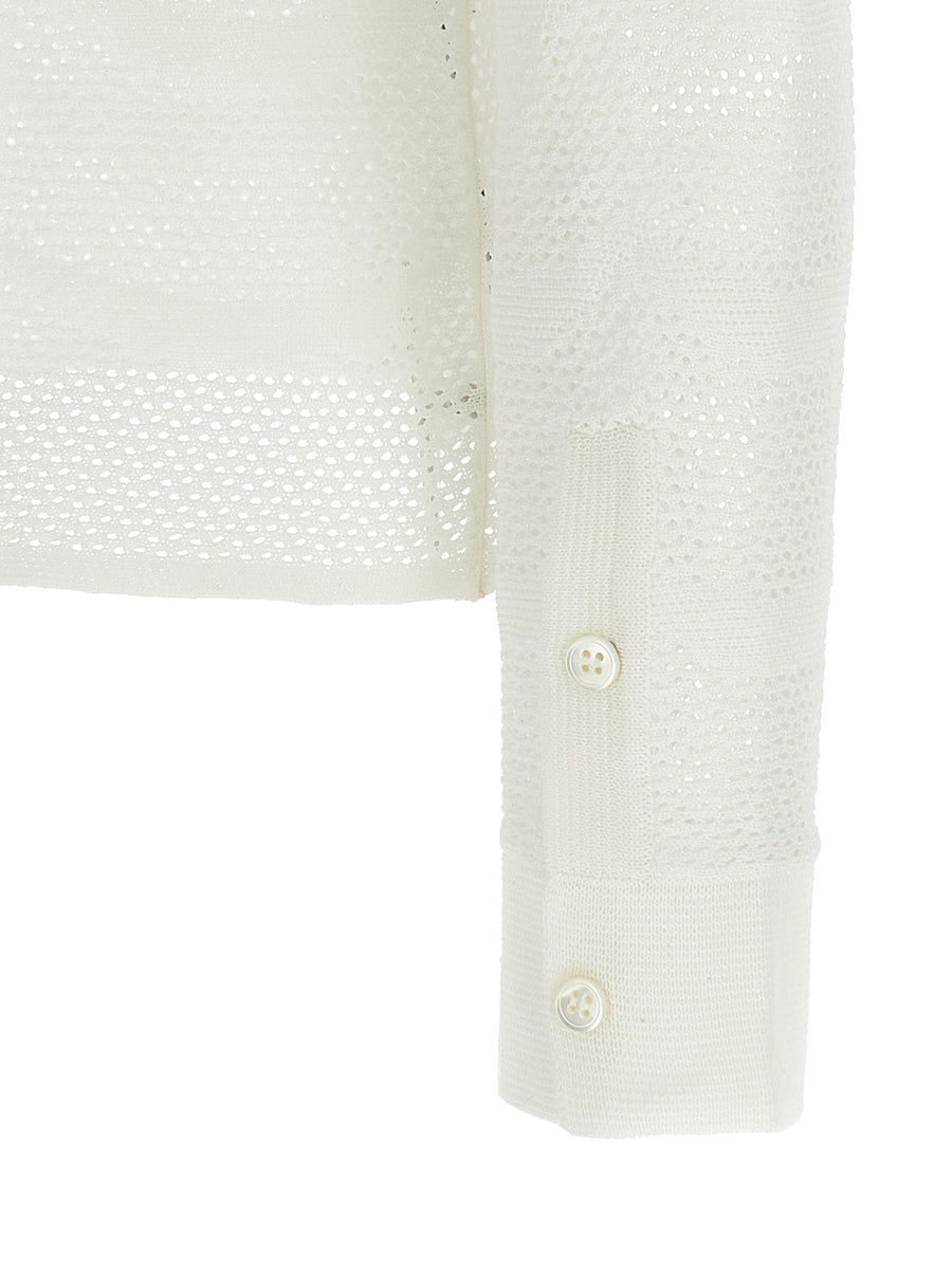 Tom Ford Openwork Cardigan For Women Luxurious Cotton Silk Crochet Texture Versatile Topwear