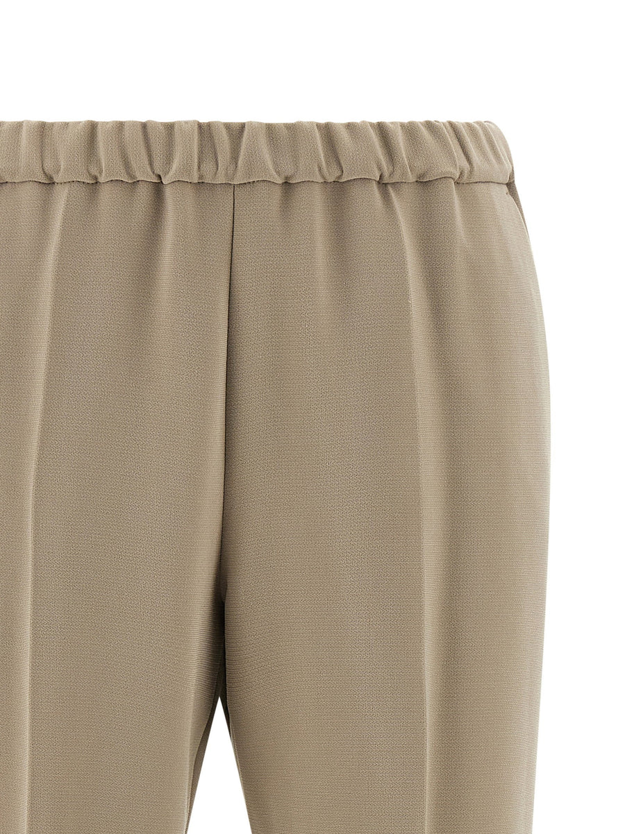 Alberto Biani Fall Pants Beige With Elastic Waistband Pleats And Pockets For Modern Women