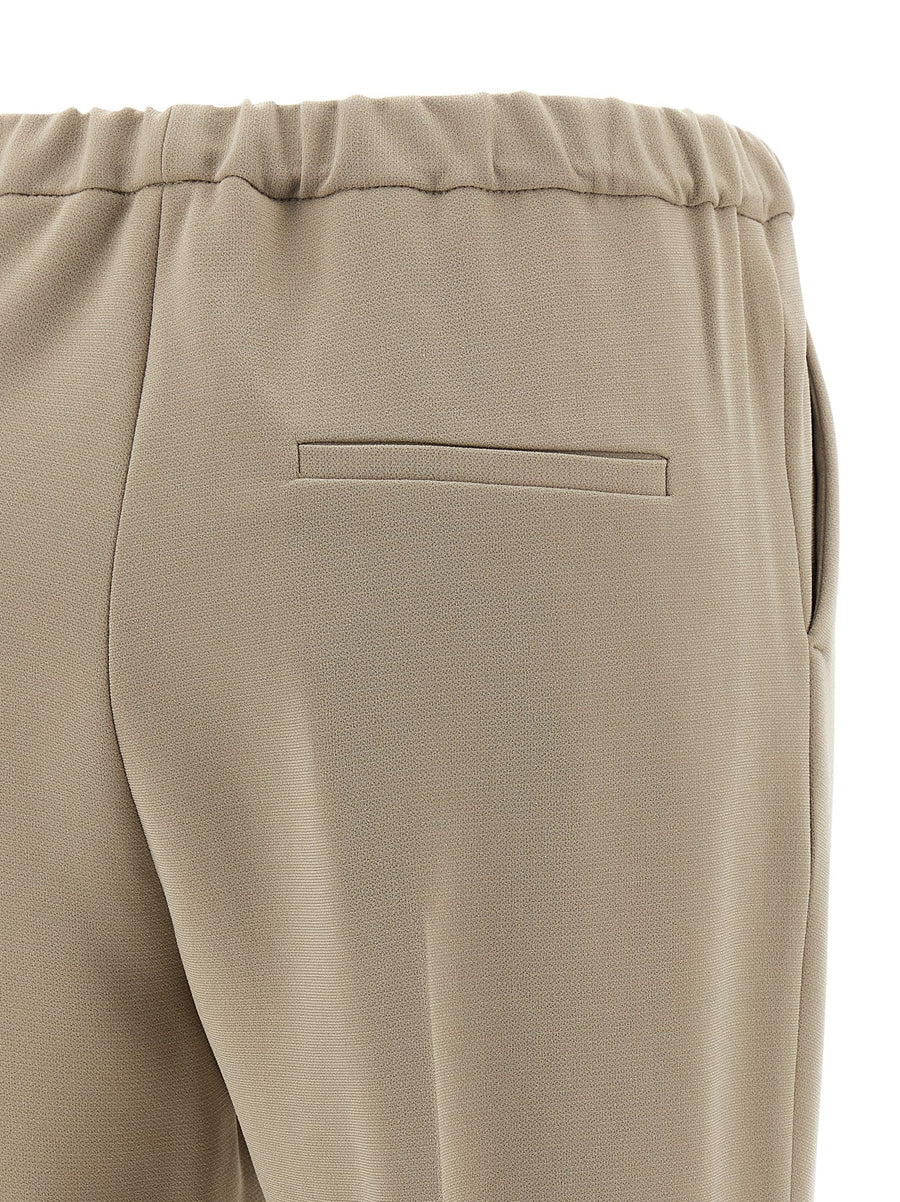 Alberto Biani Fall Pants Beige With Elastic Waistband Pleats And Pockets For Modern Women