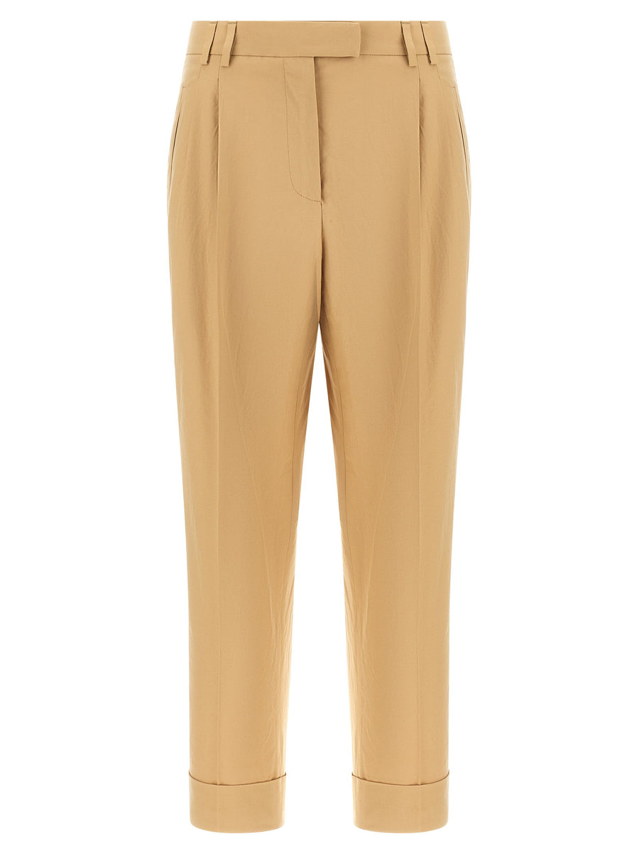 Alberto Biani Albertino Pants Beige Cotton Canvas For Women Versatile Work To Weekend Trousers