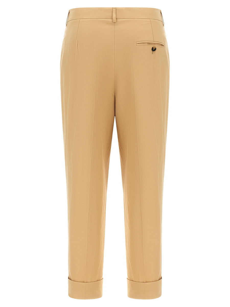 Alberto Biani Albertino Pants Beige Cotton Canvas For Women Versatile Work To Weekend Trousers