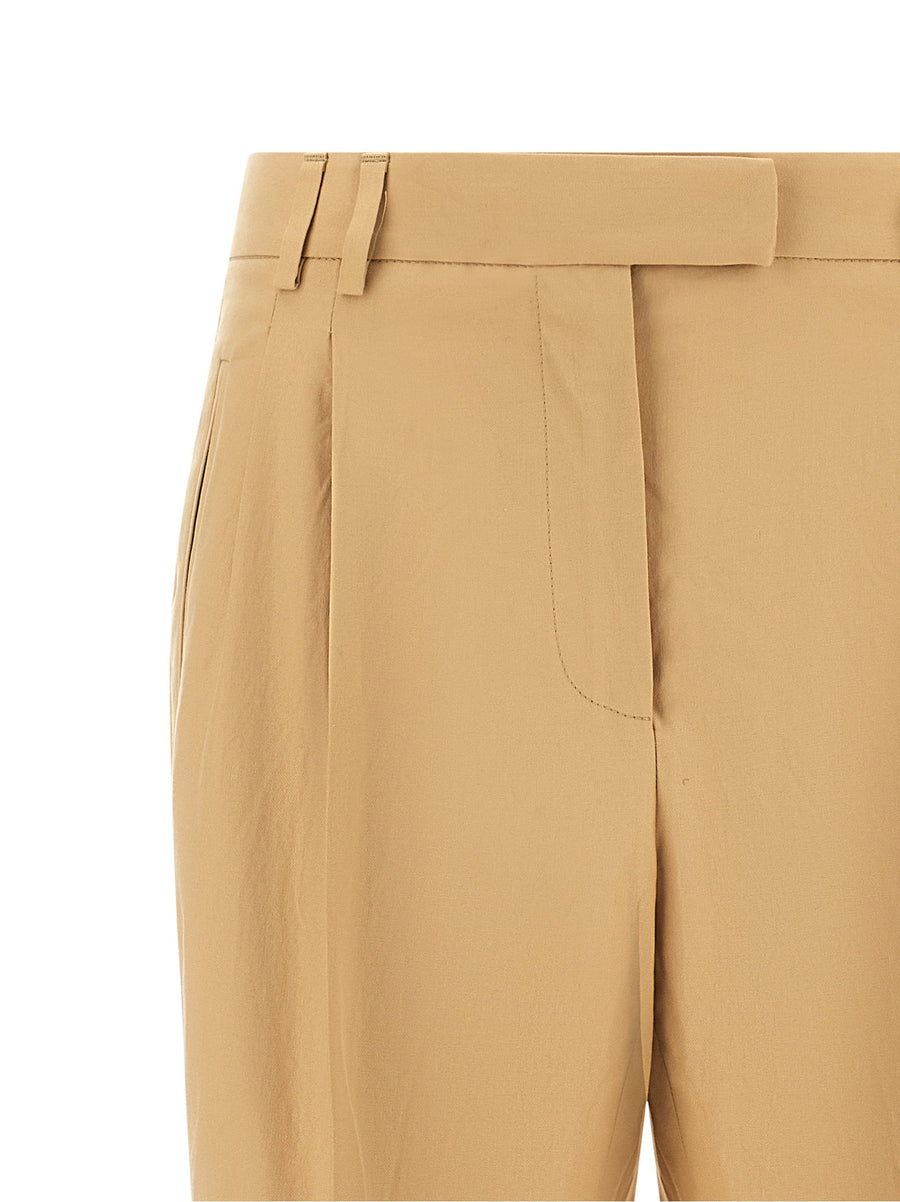 Alberto Biani Albertino Pants Beige Cotton Canvas For Women Versatile Work To Weekend Trousers