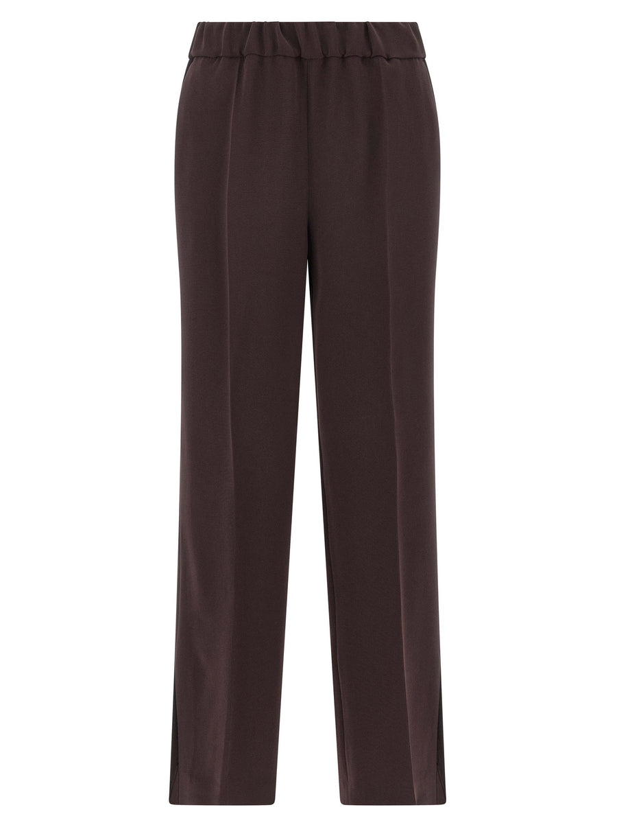 Alberto Biani Cady Pants In Brown For Women Luxurious Fluid Silhouette With Elastic Waistband