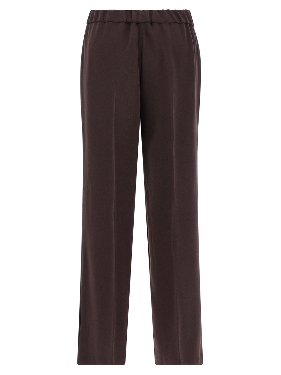 Alberto Biani Cady Pants In Brown For Women Luxurious Fluid Silhouette With Elastic Waistband