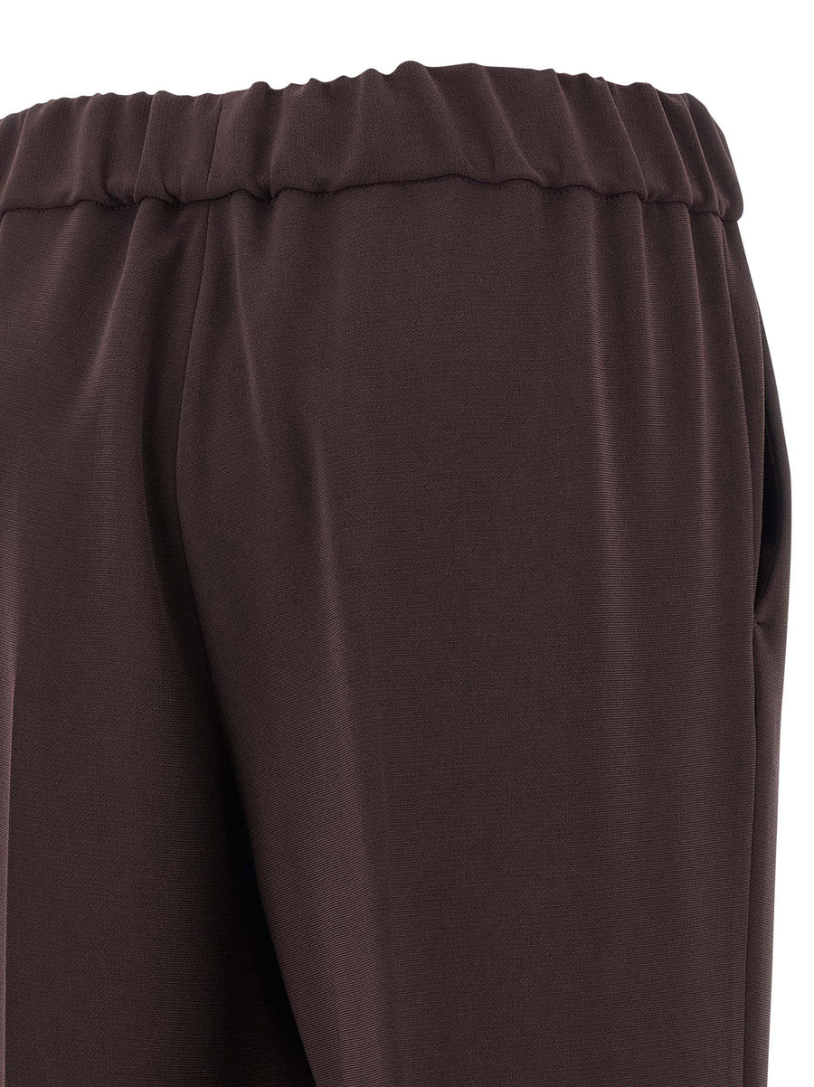 Alberto Biani Cady Pants In Brown For Women Luxurious Fluid Silhouette With Elastic Waistband