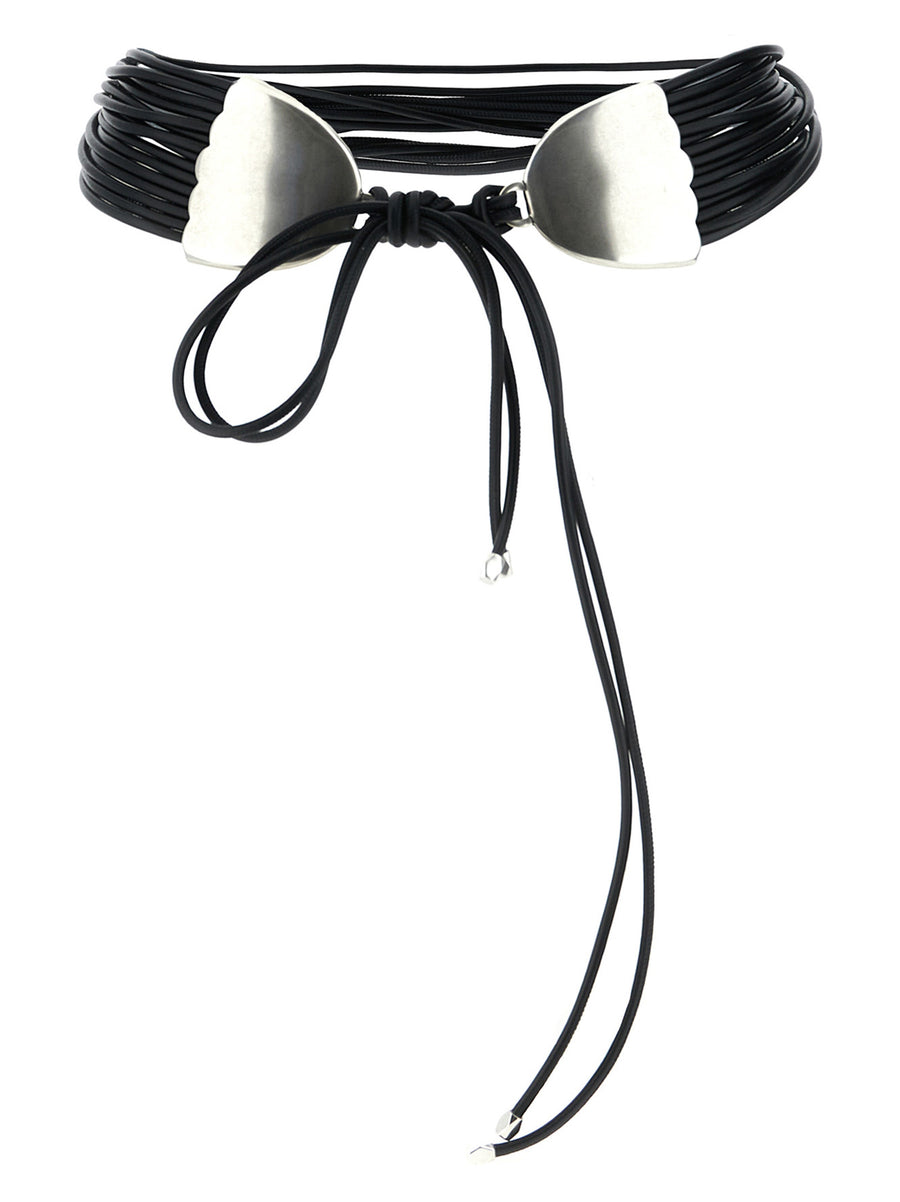 Isabel Marant Brandy Belt Black Lambskin With Multi Row Shell Detail For Women Luxury Accessory