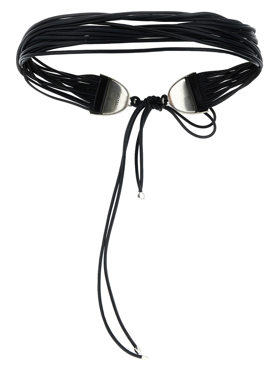 Isabel Marant Brandy Belt Black Lambskin With Multi Row Shell Detail For Women Luxury Accessory