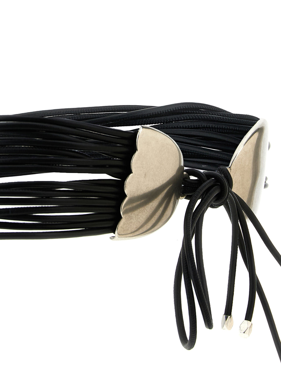 Isabel Marant Brandy Belt Black Lambskin With Multi Row Shell Detail For Women Luxury Accessory
