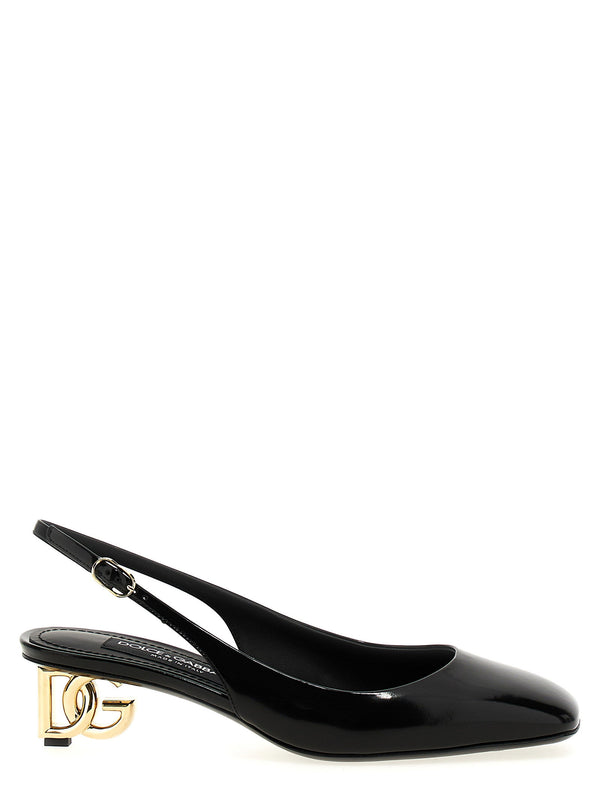 Dolce And Gabbana Jackie New Slingback Pumps Black Calfskin