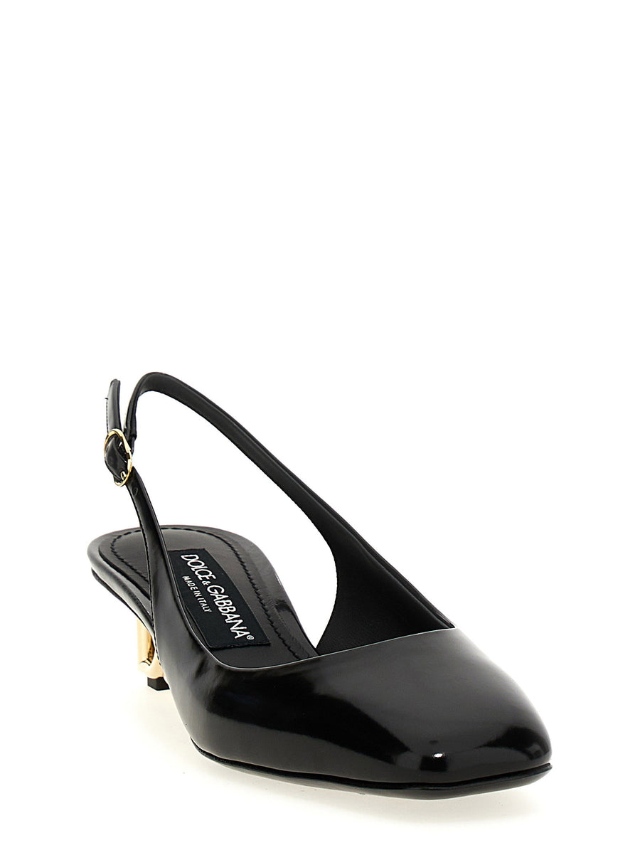 Dolce And Gabbana Jackie New Slingback Pumps Black Calfskin
