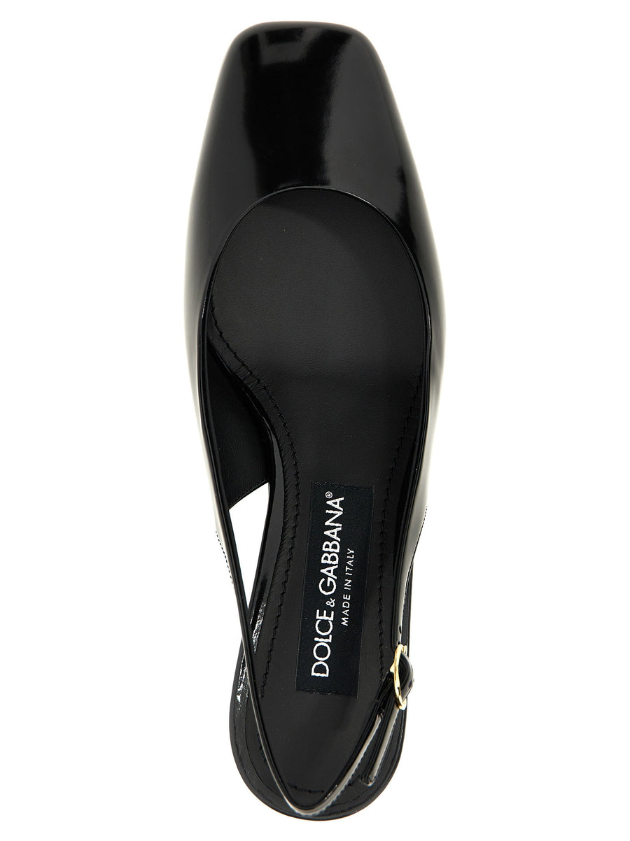 Dolce And Gabbana Jackie New Slingback Pumps Black Calfskin