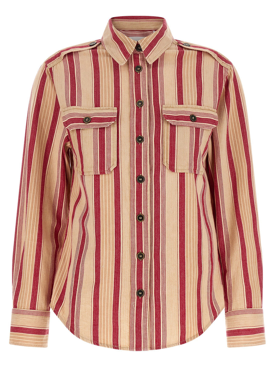 Gelva Shirt By Marant Etoile For Women, Striped 100 Percent Cotton Canvas With Relaxed Fit