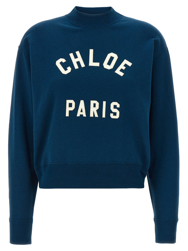 Chloé Logo Sweatshirt For Women With Mock Neck Brushed Cotton And Boxy Fit Luxe For Everyday Luxe Wardrobe
