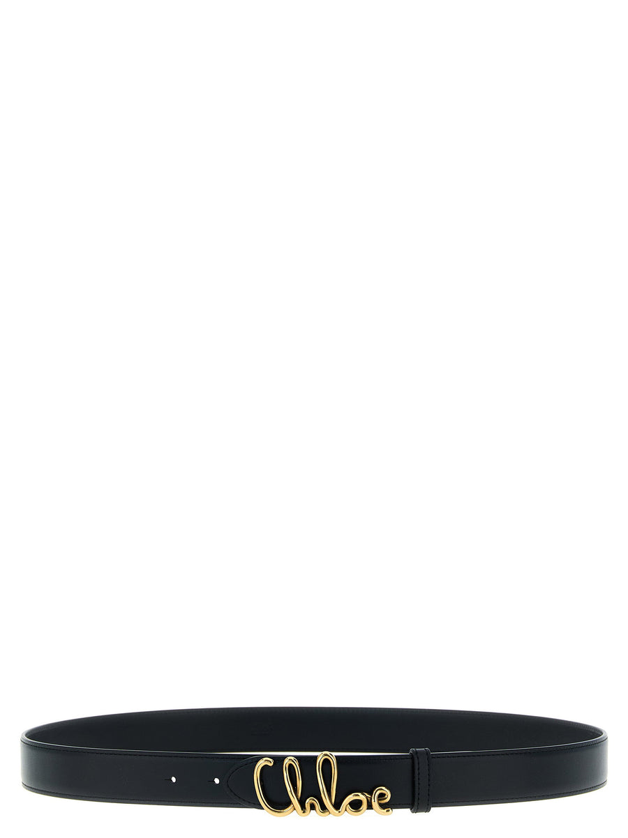 Chloé Iconic Belt Removable Gold Buckle Calfskin Leather Black For Women Luxury Accessory