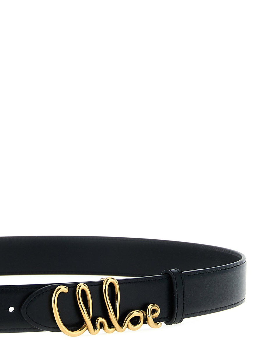 Chloé Iconic Belt Removable Gold Buckle Calfskin Leather Black For Women Luxury Accessory