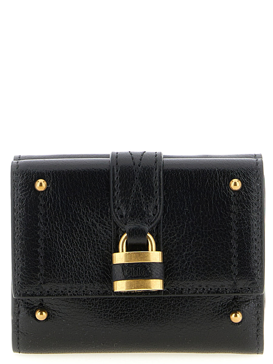 Chloé Paddington Trifold Mini Wallet For Women Compact Leather With Gold Hardware And Secure Organization