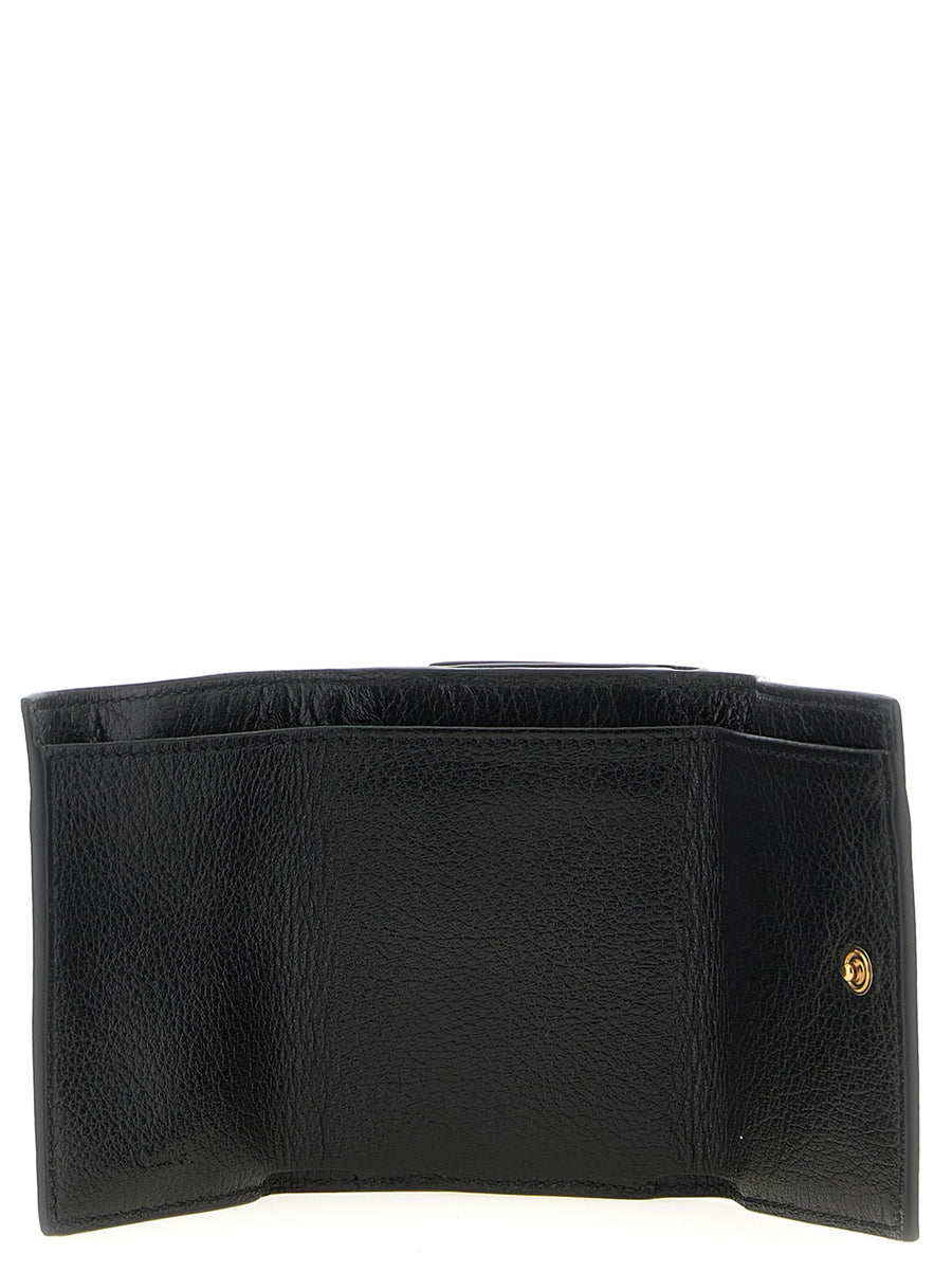 Chloé Paddington Trifold Mini Wallet For Women Compact Leather With Gold Hardware And Secure Organization