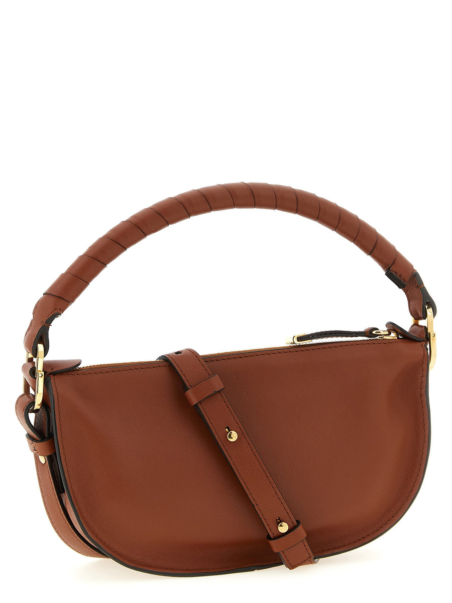 Chloé Marcie Mini Shoulder Bag Brown Calfskin Leather With Saddle Stitching Top Zip Elegant Everyday Luxury Women