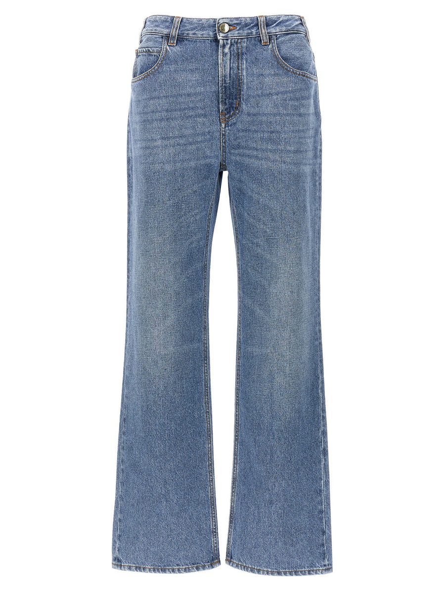 Chloé Light Blue High Waist Wide Leg Jeans Hundred Percent Cotton
