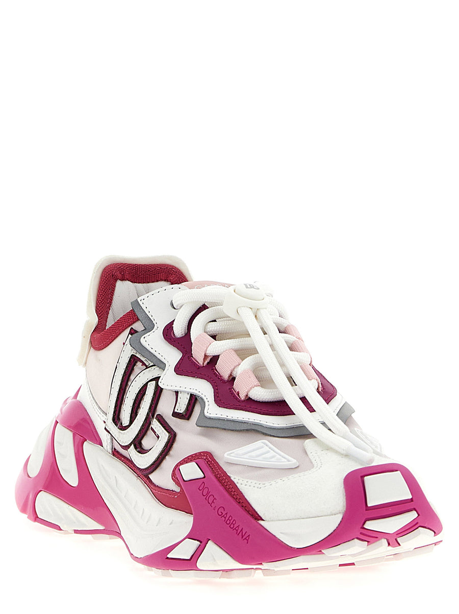 Dolce And Gabbana Day Faster Sneaker For Women Lux Comfort In Fuchsia Viscose Suede Leather Accents