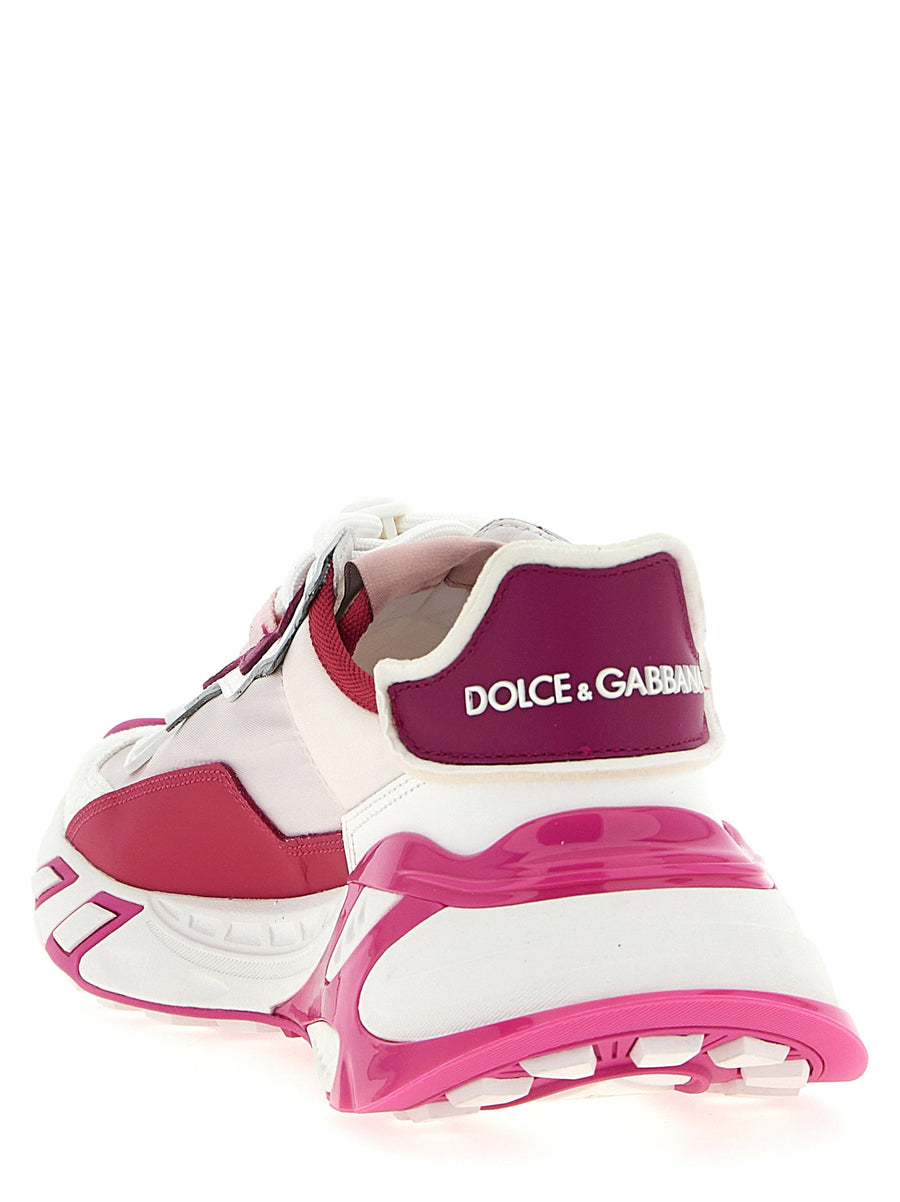 Dolce And Gabbana Day Faster Sneaker For Women Lux Comfort In Fuchsia Viscose Suede Leather Accents