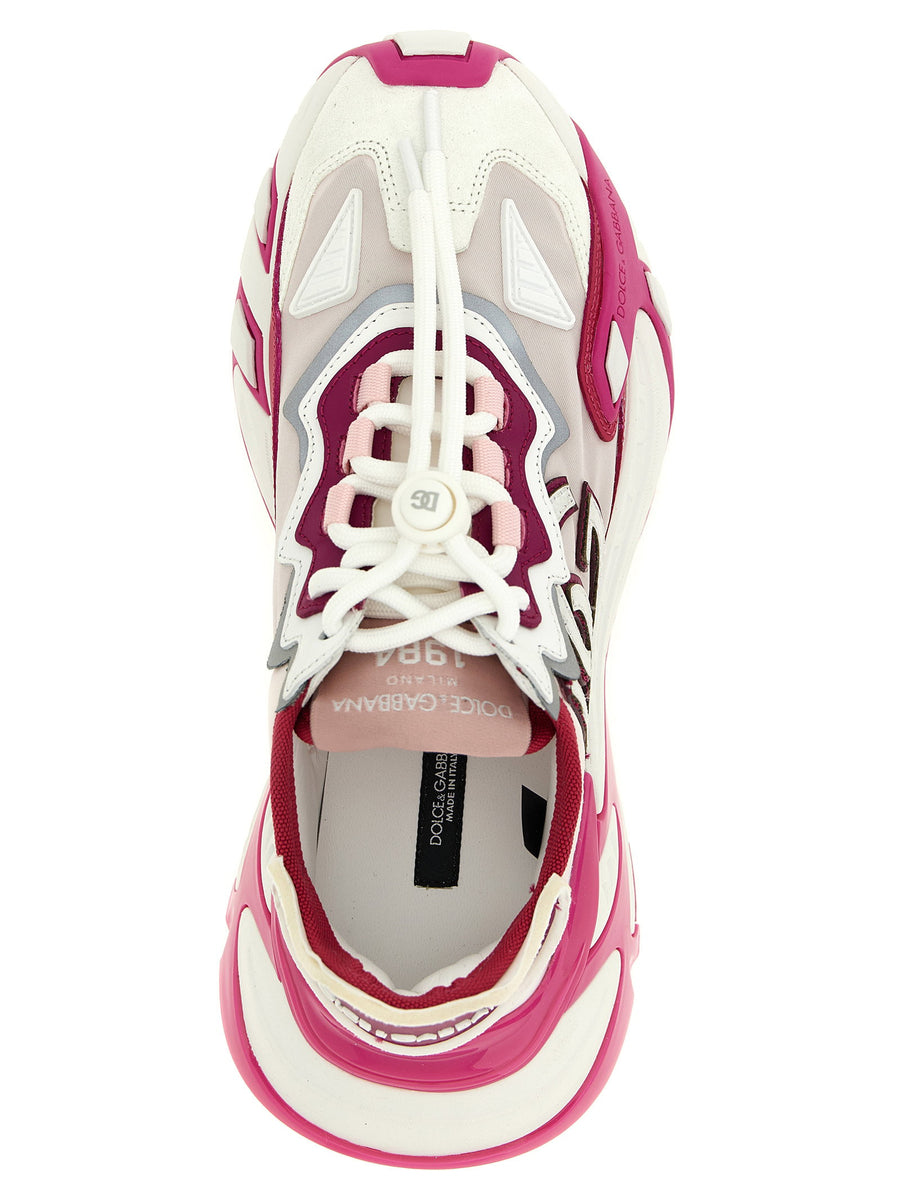 Dolce And Gabbana Day Faster Sneaker For Women Lux Comfort In Fuchsia Viscose Suede Leather Accents