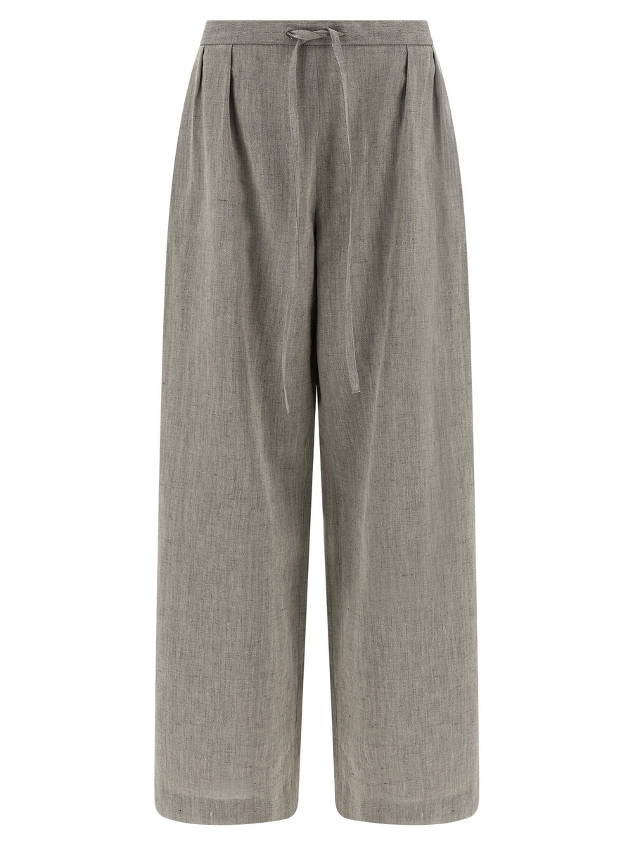 Loulou De Saison Clark Pants For Women Luxury Linen Cotton Blend Pleated Wide Leg Breathable Comfort