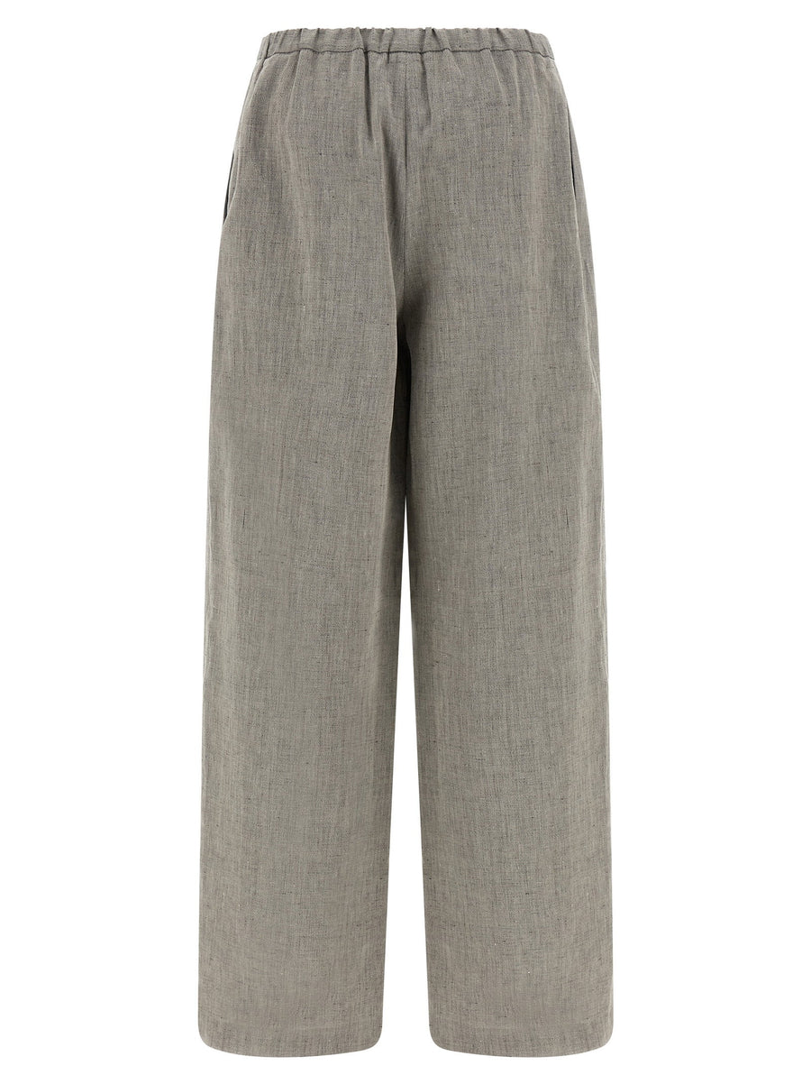 Loulou De Saison Clark Pants For Women Luxury Linen Cotton Blend Pleated Wide Leg Breathable Comfort