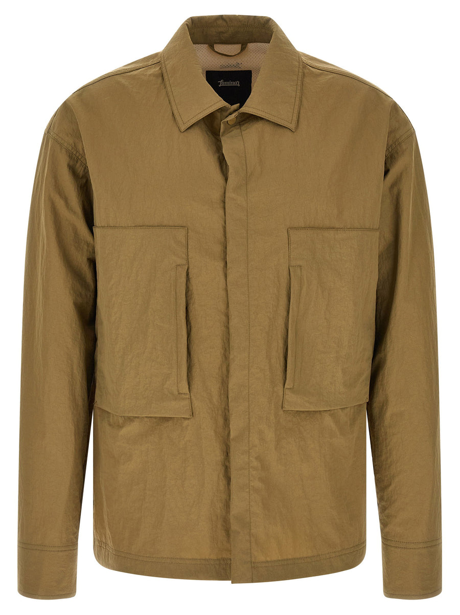 Laminar Shacket Rippled Texture Nylon Jacket For Men With Premium Water Repellent Finish