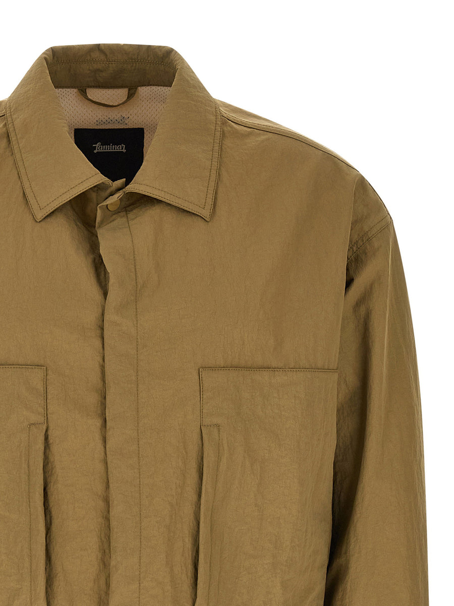 Laminar Shacket Rippled Texture Nylon Jacket For Men With Premium Water Repellent Finish