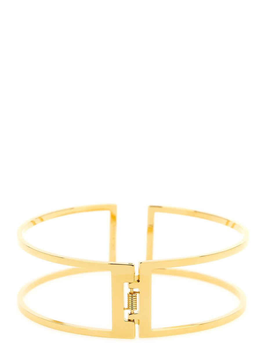 Elisabetta Franchi Choker Necklace Architectural Gold Brass Cutout For Modern Women