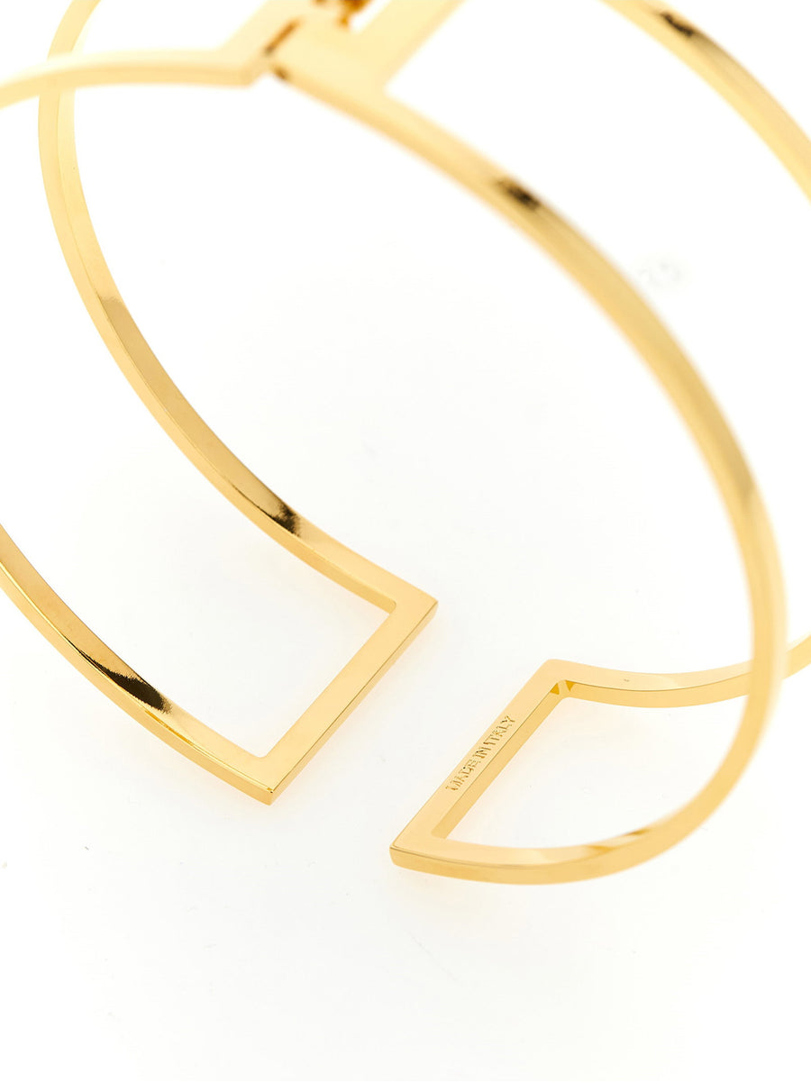 Elisabetta Franchi Choker Necklace Architectural Gold Brass Cutout For Modern Women