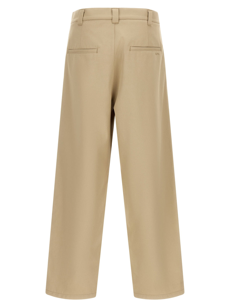 APC Ricky Beige Cotton Gabardine Trousers Mid Waist Loose Fit