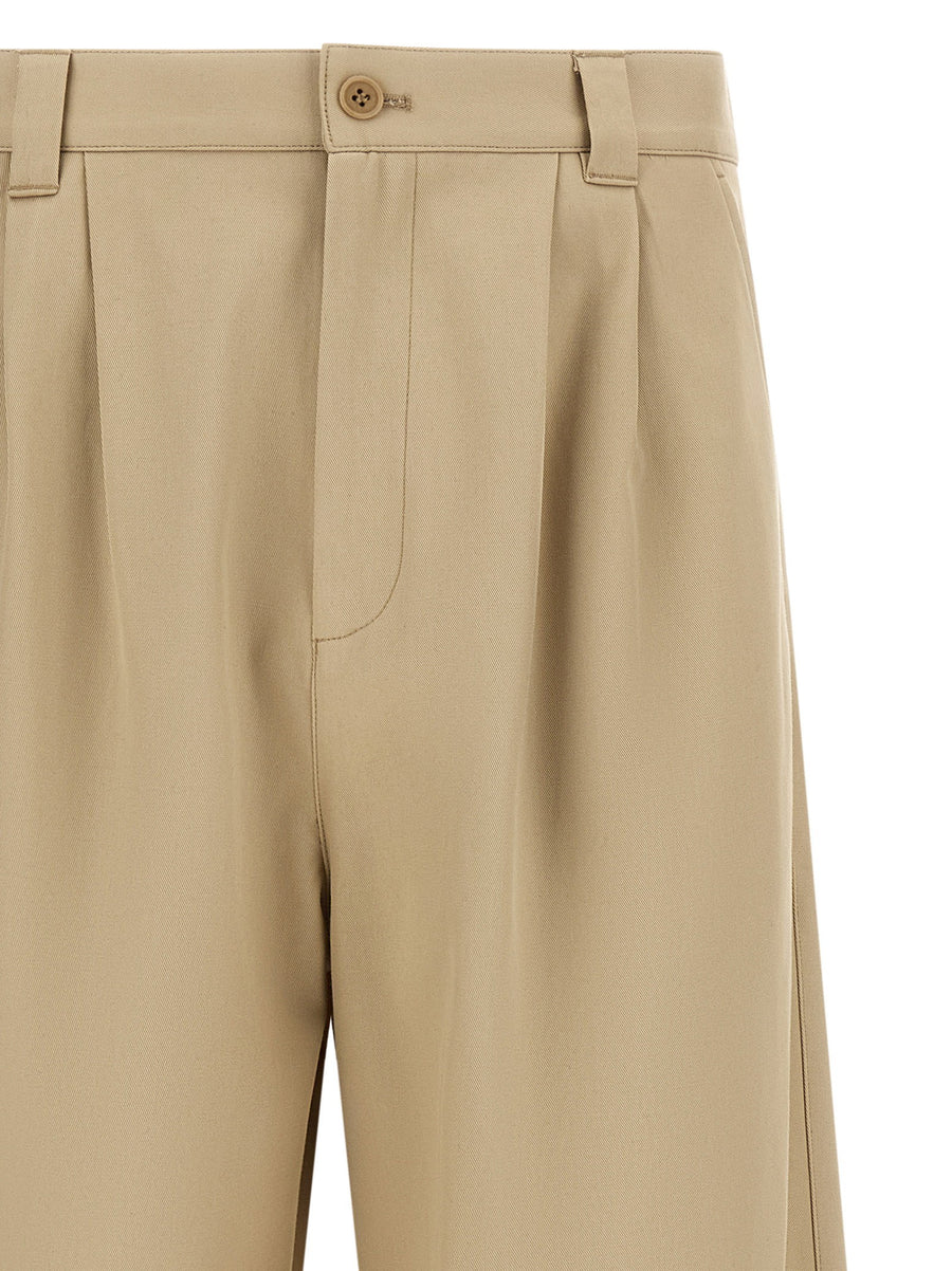 APC Ricky Beige Cotton Gabardine Trousers Mid Waist Loose Fit