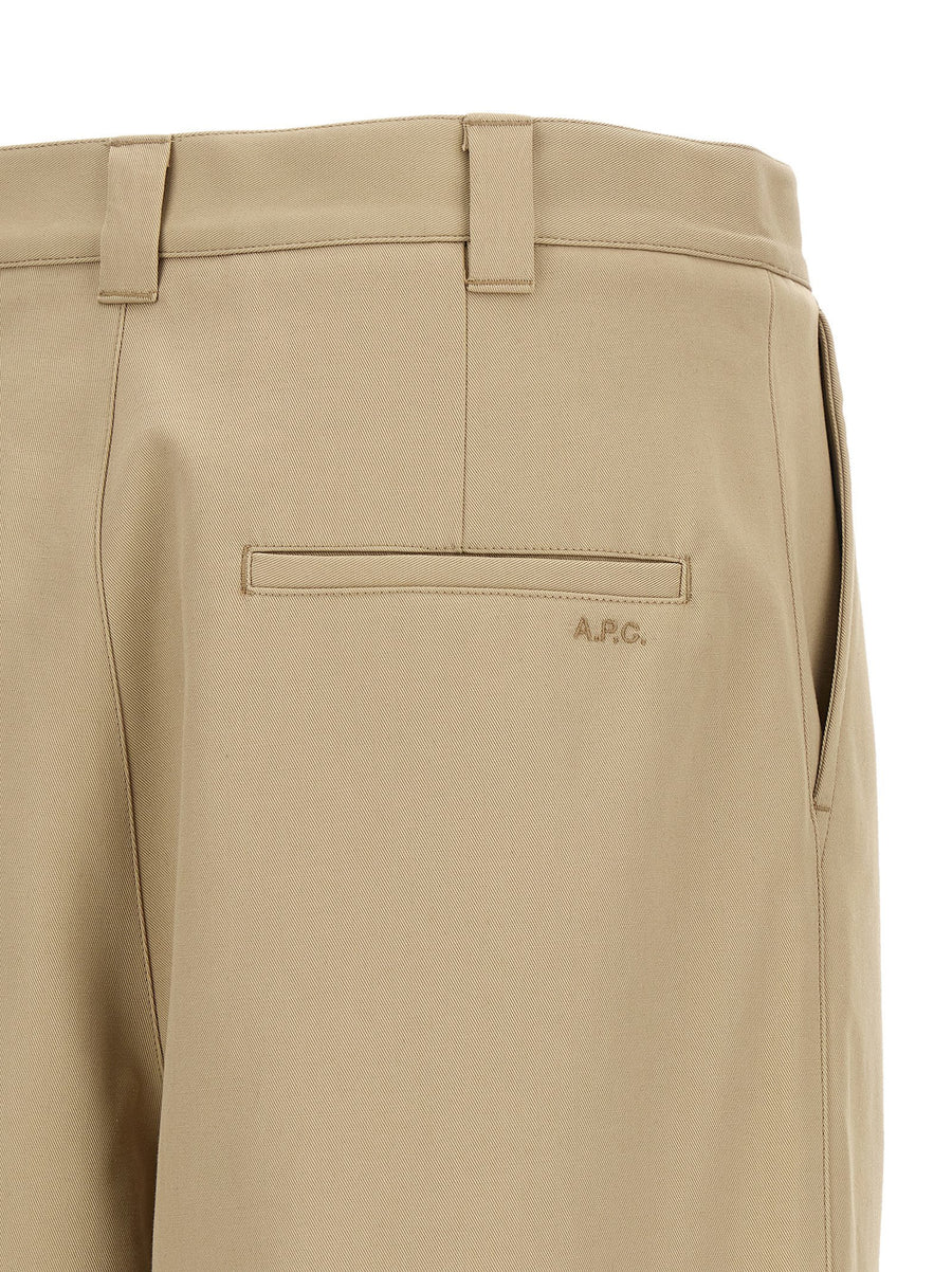 APC Ricky Beige Cotton Gabardine Trousers Mid Waist Loose Fit
