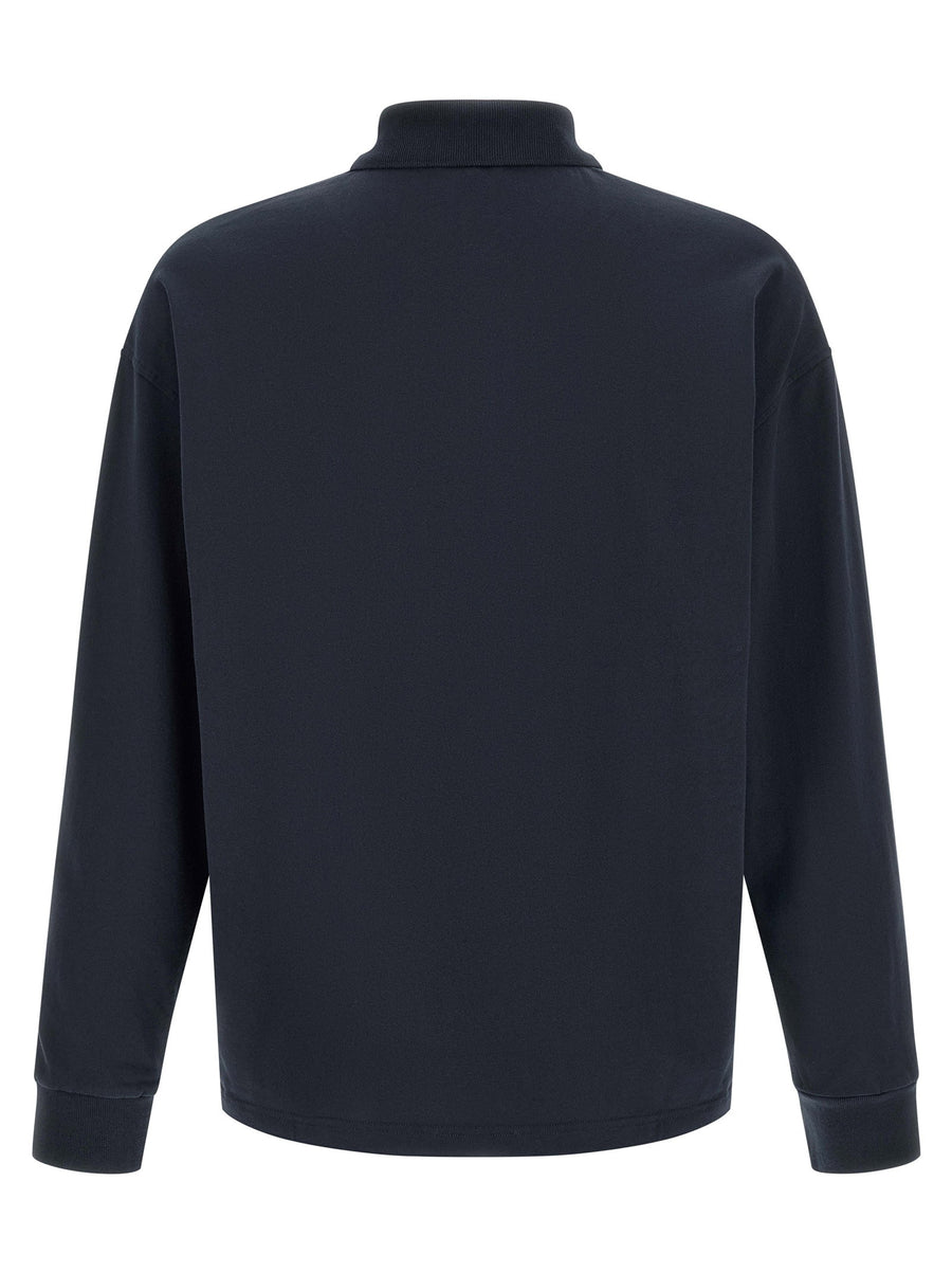 A.P.C Alexis Long Sleeve Polo Shirt Blue 100 Percent Cotton Relaxed Fit Men