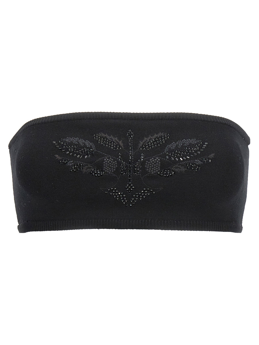Max Mara Bandeau Top With Bead Embroidery Black Viscose Knit For Women Luxurious Secure Fit
