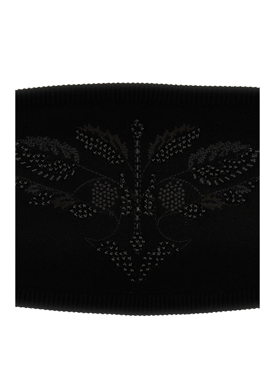 Max Mara Bandeau Top With Bead Embroidery Black Viscose Knit For Women Luxurious Secure Fit