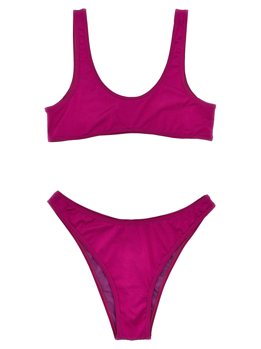 Reina Olga Purple Shiny Bikini Set High Waist Bra Top Two Piece For Women Vacation Ready Figure Flattering