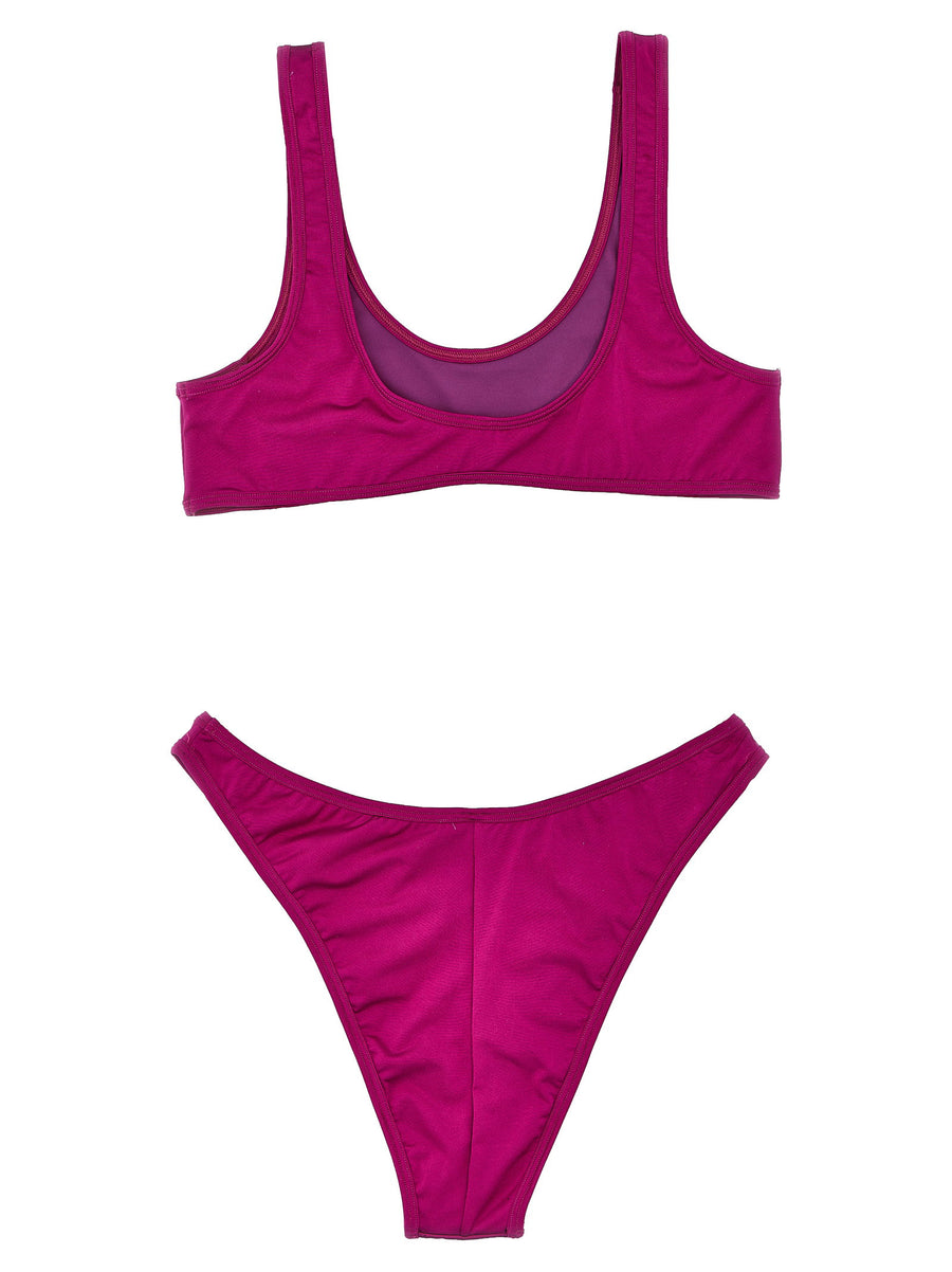Reina Olga Purple Shiny Bikini Set High Waist Bra Top Two Piece For Women Vacation Ready Figure Flattering