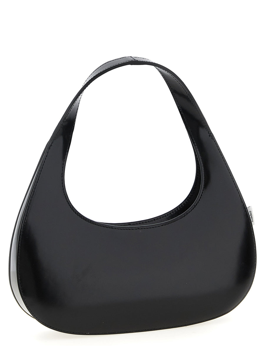 Coperni Handbag Matte Black Leather With Front Embossed Logo Top Zip Closure Fixed Handle For Women City Luxury