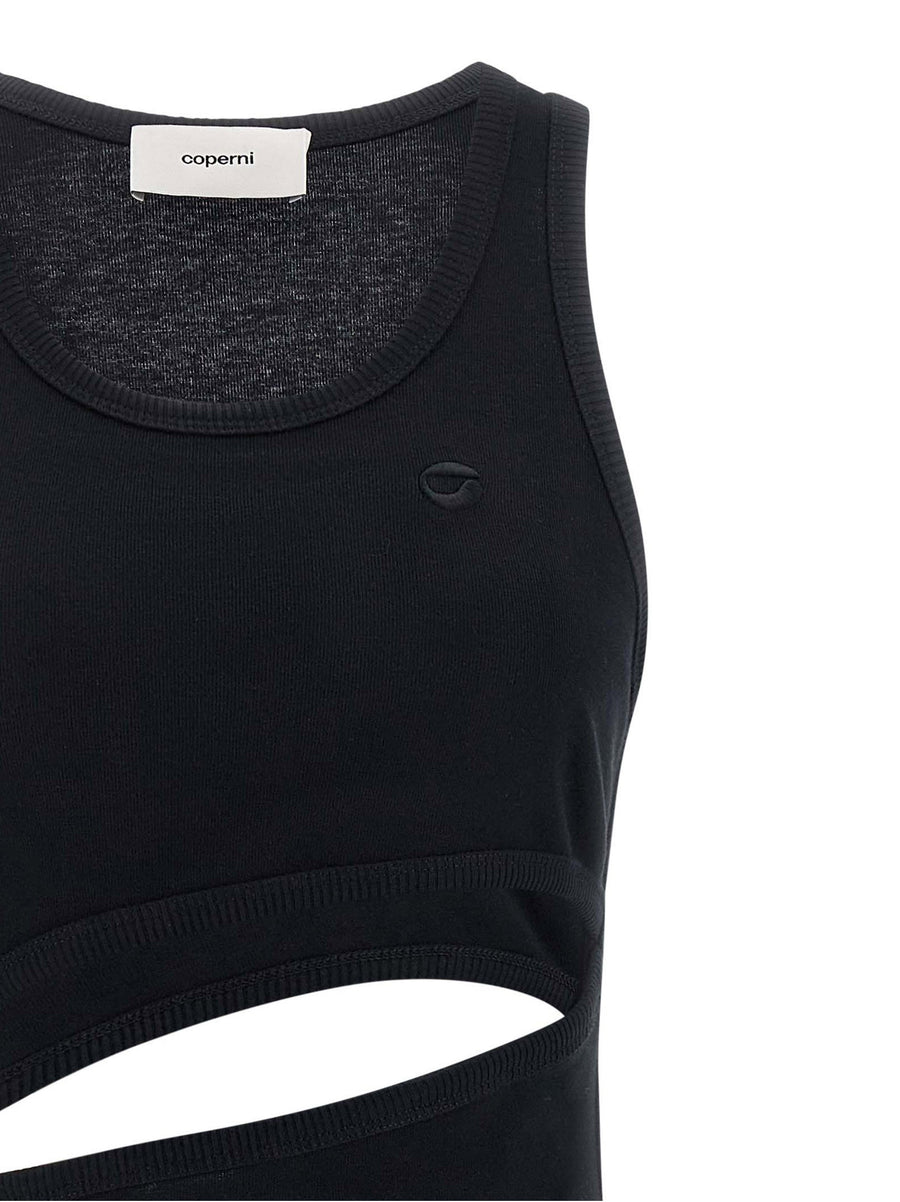 Coperni Spiral Dress Organic Cotton Mini With Ribbed Texture And Asymmetric Cutouts For Women