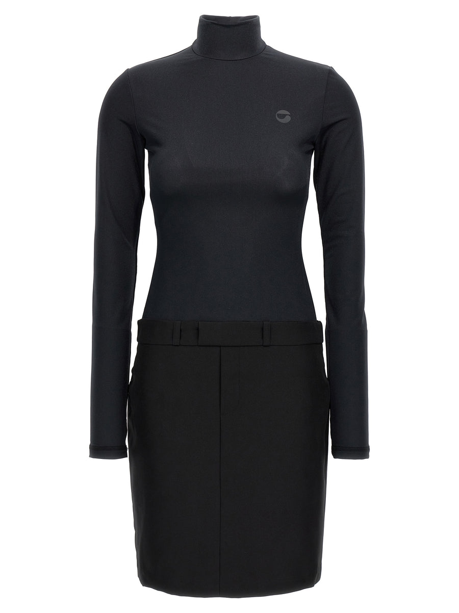 Coperni Hybrid Dress Lux Tech Fabric With Neck And Thumb Room Monochrome Trompe Loeil Skirt Recycled Polyester For Women