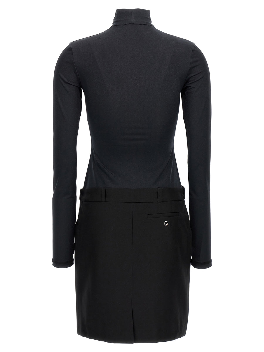 Coperni Hybrid Dress Lux Tech Fabric With Neck And Thumb Room Monochrome Trompe Loeil Skirt Recycled Polyester For Women