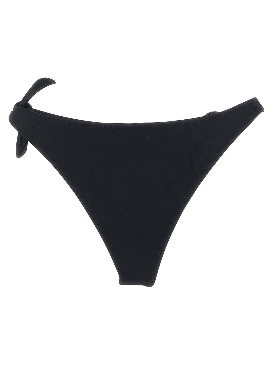 Coperni Flower Bikini Bottoms Black With Floral Front Detail Left Side Drawstring For Women